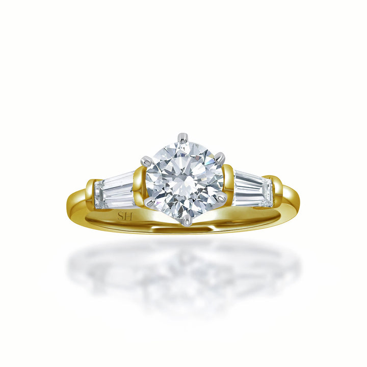 Elegant Round Brilliant Cut and tapered Baguettes - W0328