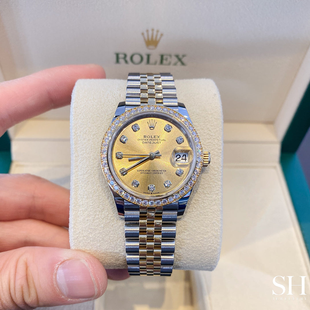 Rolex Datejust31 31mm Steel/YG Champagne Dial Diamond Markers 2024 Ref m278383rbr-0026 (#820)