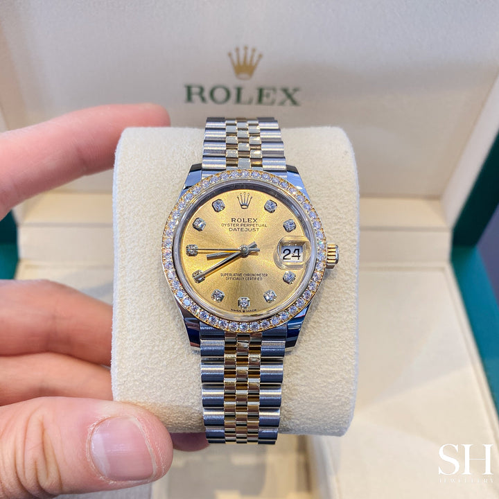 Rolex Datejust31 31mm Steel/YG Champagne Dial Diamond Markers 2024 Ref m278383rbr-0026 (#820)