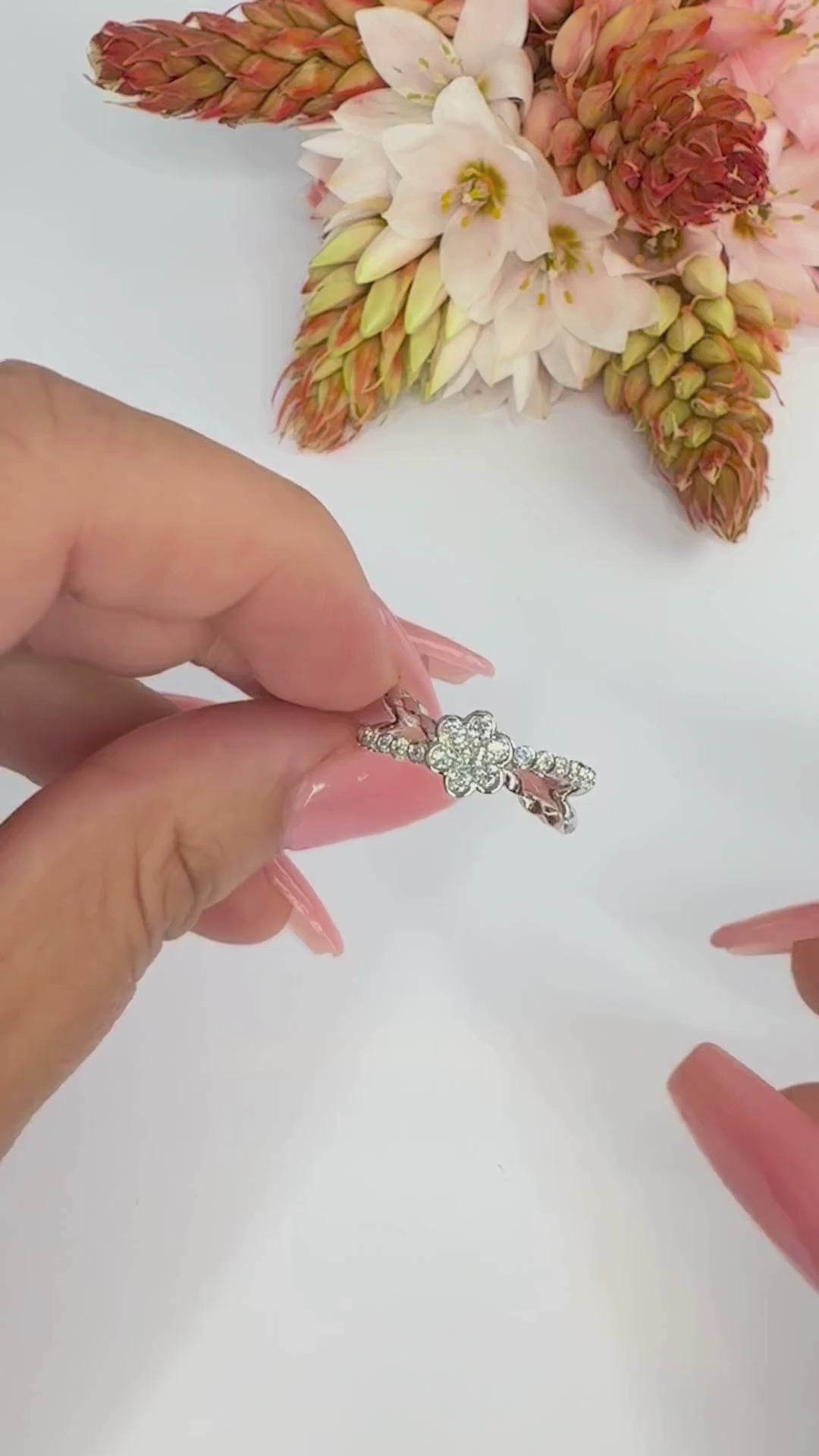 Floral Crossover Diamond Ring (6.8mm) - W1133