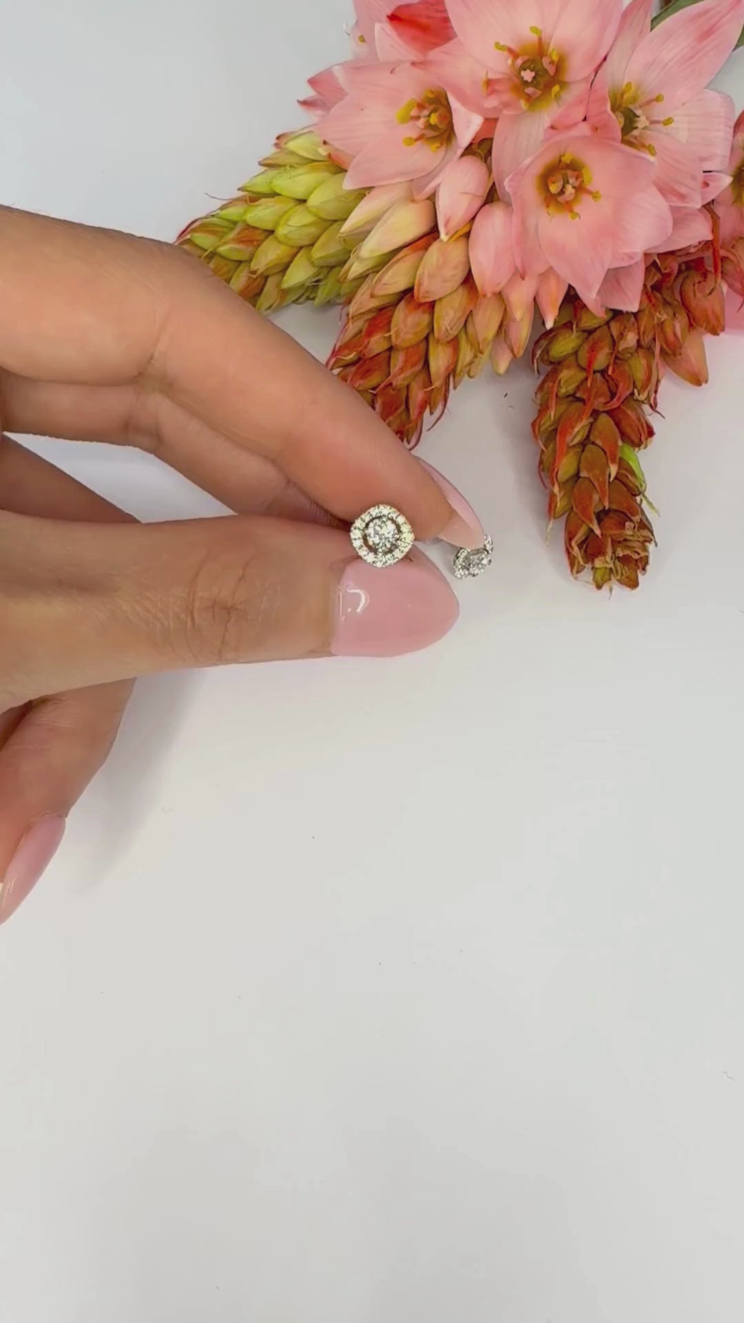 Cushion-Shaped Halo Diamond Earrings (0.20ct centre) - W0282