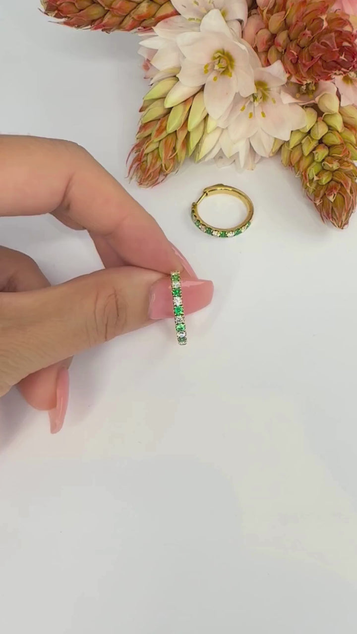Classic Emerald and Diamond Hoops (2.5mm) - W1349