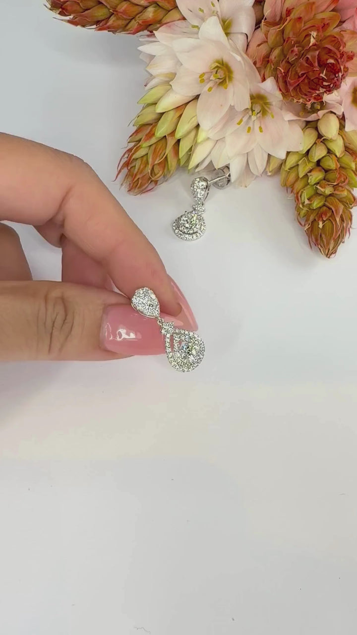 Pear Duo Diamond Earrings (0.50ct centre) - W1285