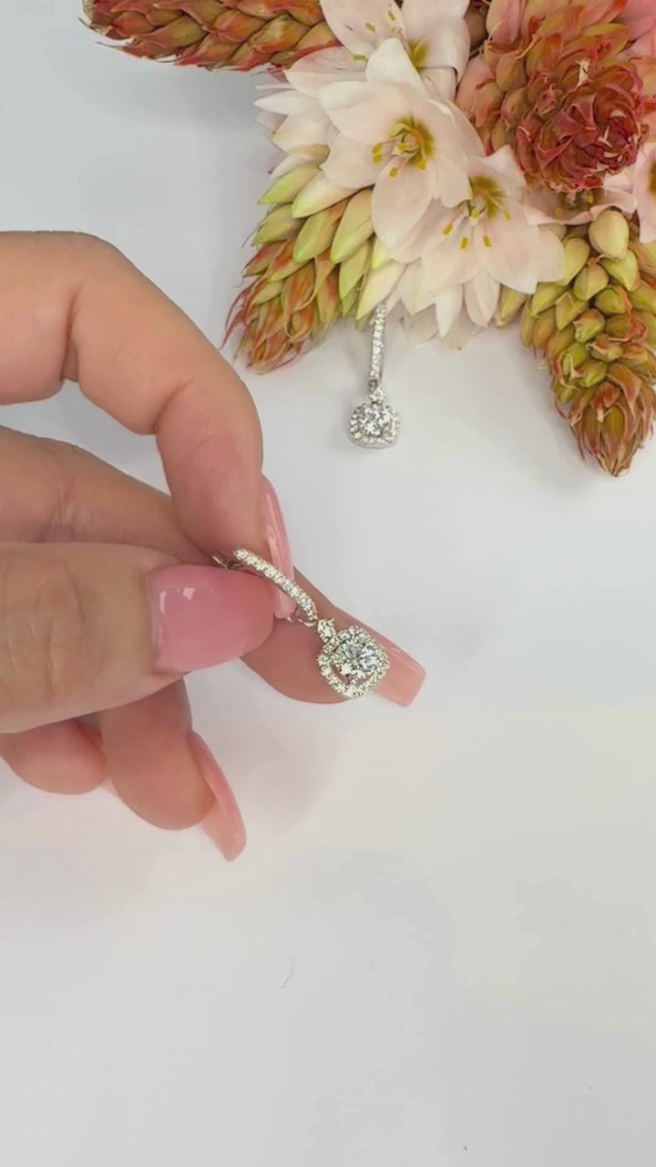 Timeless Square Halo Drops (0.50ct centre) - W1283