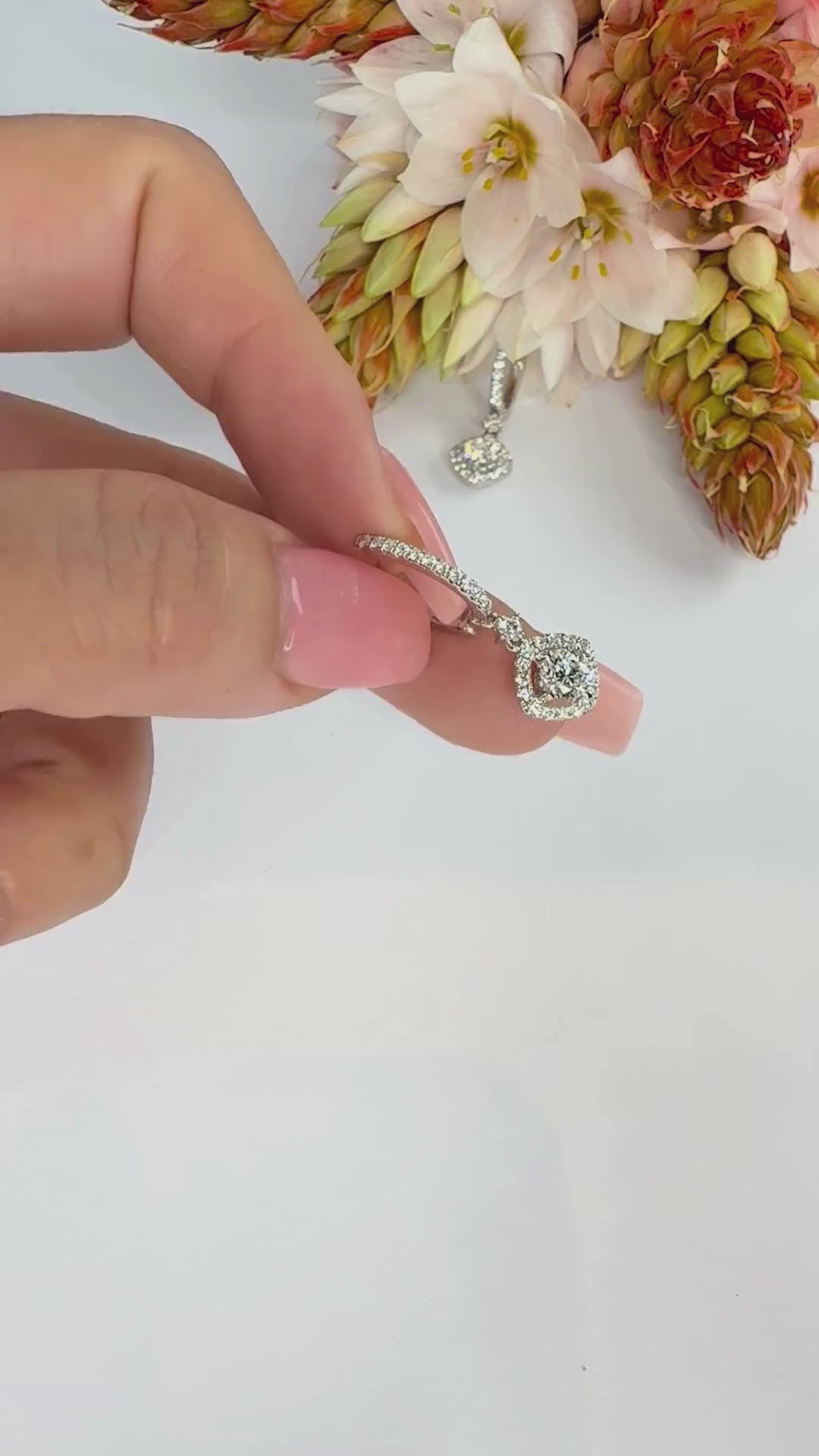 Timeless Square Halo Drops (0.40ct centre) - W1282