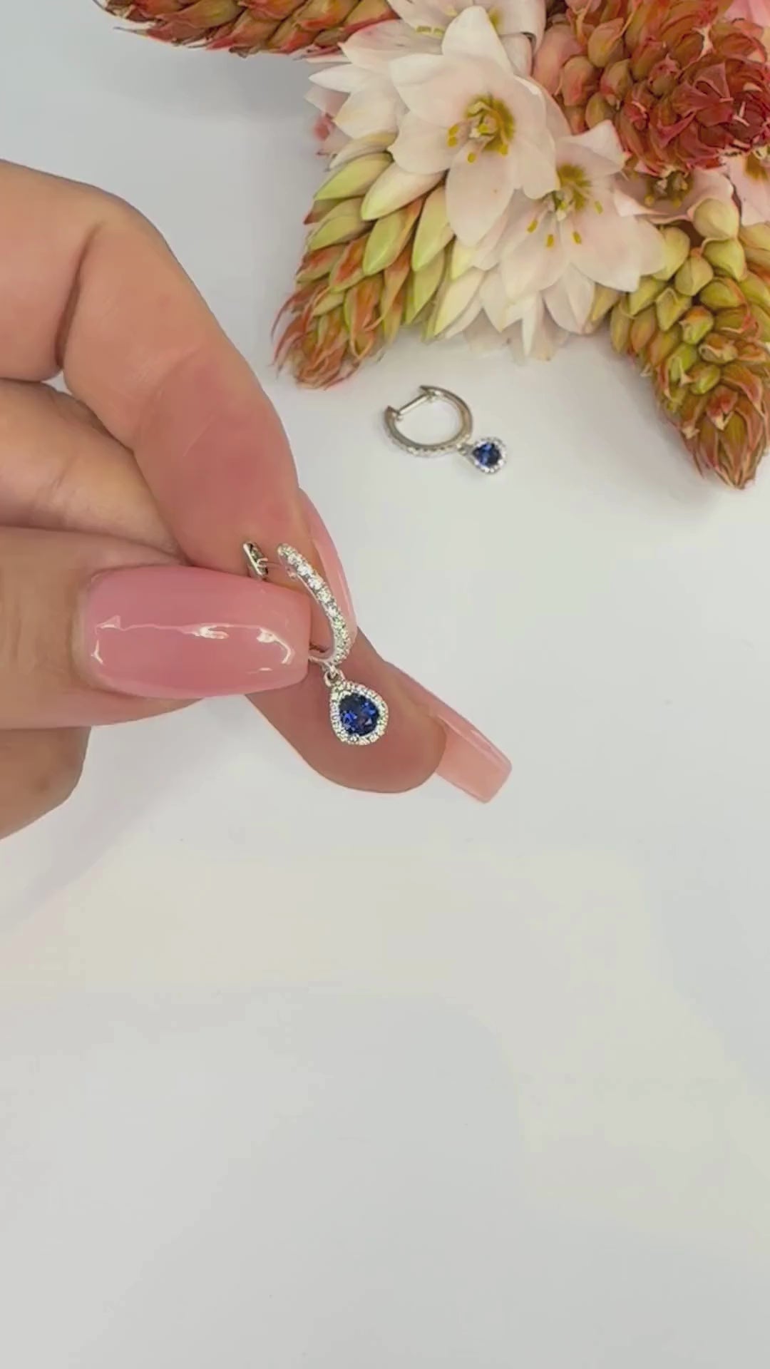 Minimalistic Sapphire Pear Drop Earrings - W1336