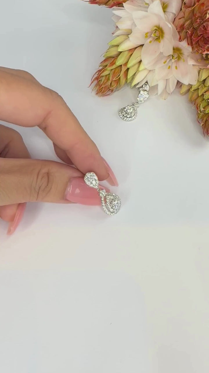 Pear Duo Diamond Earrings (0.40ct centre) - W1281