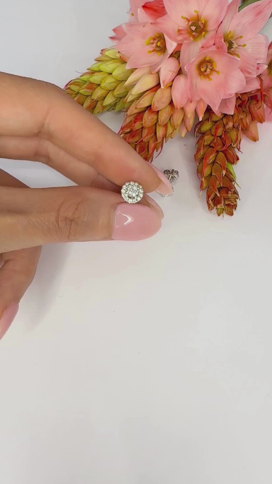 Classic Round Halo Diamond Earrings (0.20ct centre) - W1306