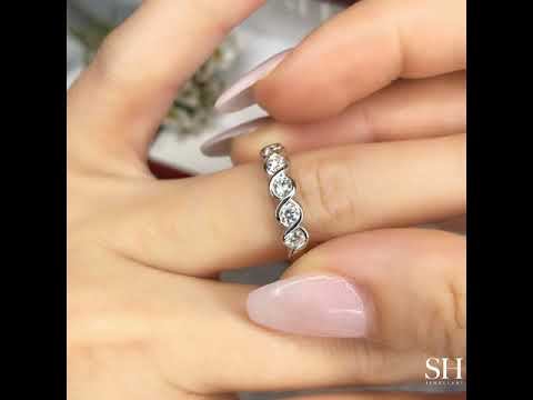 Cross-Over Bezel Set Diamond Wedding Band (medium) (4.1mm) - W0601