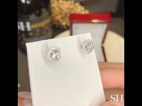 Cushion-Shaped Halo Diamond Earrings (0.20ct centre) - W0282