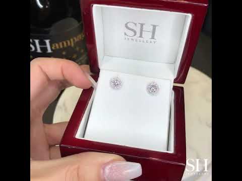 Minimalistic Thin Circular Halo with 3-Claw Diamond Earrings (0.15ct centre) - W0285