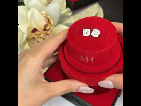 Bright Cushion Halo Diamond Stud Earrings (0.50ct centre) - W0297